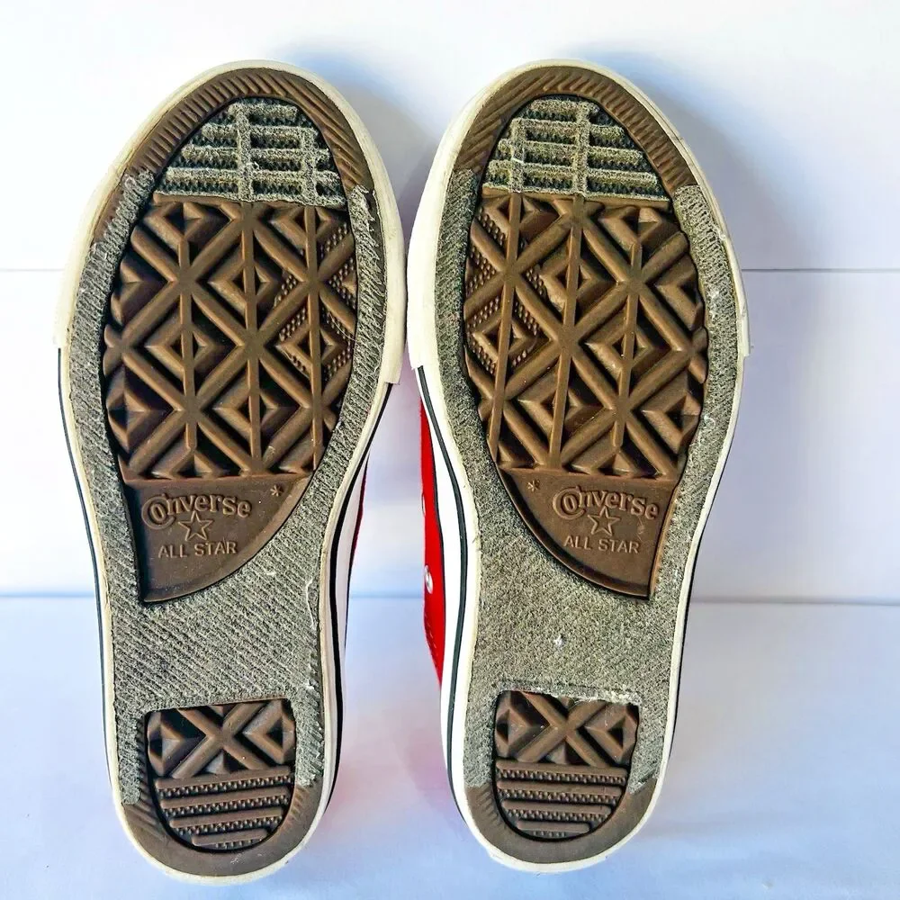 Converse All Stars Girls Size 13 Red White Blue Star Trim Double Upper Sneaker